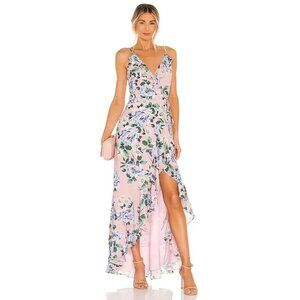 Yumi Kim Meadow Wonder Garden Blush Maxi Wrap Dress‎ L Floral Sleeveless Wedding